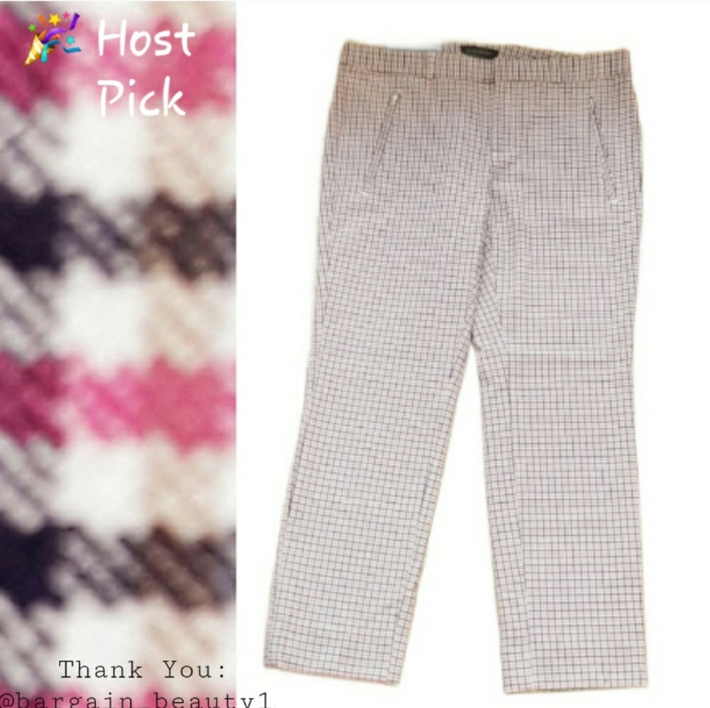 Banana Republic Sloan Skinny-Fit Plaid Zip-Pocket Ankle Pant - Sz 8 Petite Pants